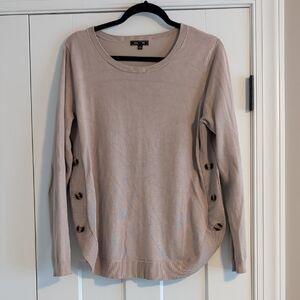 Lety & Me Beige Long Sleeve Sweater with Button Accents